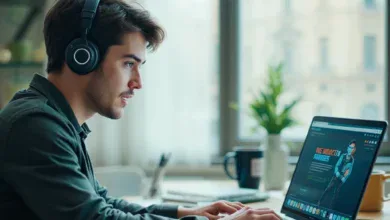 Giovane web designer lavora al PC