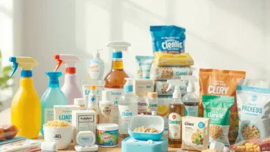 Diversi prodotti pronti al lancio disposti su un tavolo