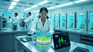 Un moderno laboratorio scientifico specializzato nella produzione di materiali biotecnologici per l'agricoltura