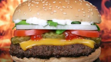 panino hamburger molto farcito